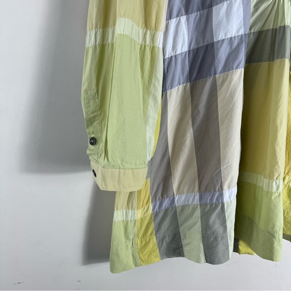 Burberry Brit Yellow Plaid Print Three-Quarter Sleeve Button-Up Top Size Large - Picture 5 of 11